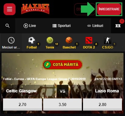 Deschiderea unui cont nou la Maxbet Casino