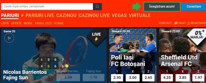 Deschiderea unui cont nou la Betano Casino