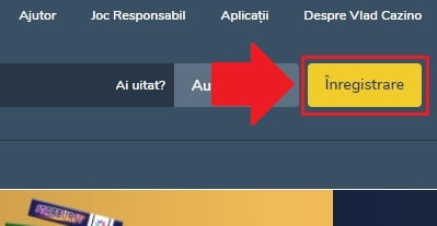 Deschiderea unui cont nou la Vlad Cazino